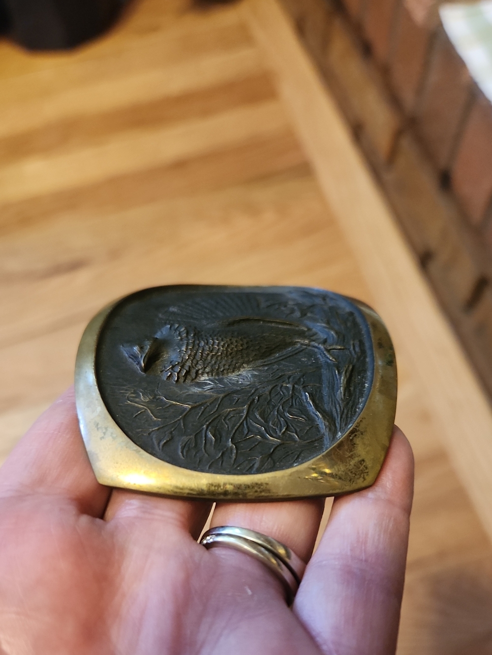 Vintage Bronze Belt Buckle Grouse 1978 Shallizar SL Knight Sculpture Hunter Gift - Picture 2 of 9